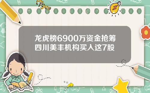 龙虎榜6900万资金抢筹四川美丰机构买入这7股