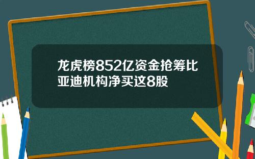龙虎榜852亿资金抢筹比亚迪机构净买这8股