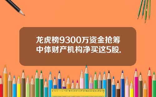 龙虎榜9300万资金抢筹中体财产机构净买这5股.