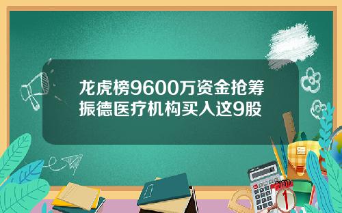 龙虎榜9600万资金抢筹振德医疗机构买入这9股