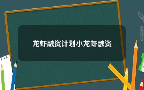 龙虾融资计划小龙虾融资