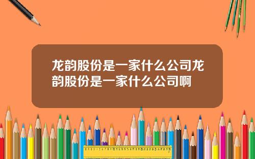 龙韵股份是一家什么公司龙韵股份是一家什么公司啊