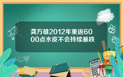 龚方雄2012年重返6000点水皮不会持续暴跌