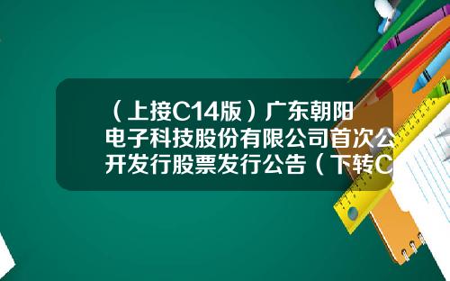（上接C14版）广东朝阳电子科技股份有限公司首次公开发行股票发行公告（下转C16版）-铜陵天源股权投资集团有限公司