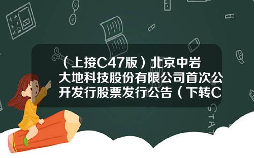 （上接C47版）北京中岩大地科技股份有限公司首次公开发行股票发行公告（下转C49版）-北京中嘉华信息技术有限公司