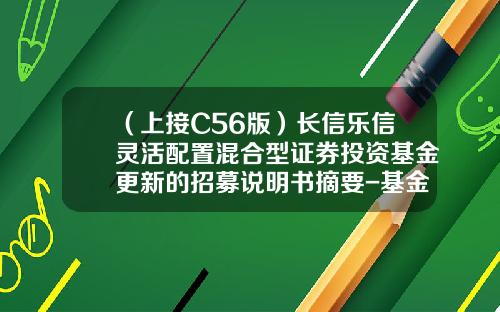 （上接C56版）长信乐信灵活配置混合型证券投资基金更新的招募说明书摘要-基金519983