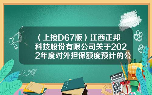 （上接D67版）江西正邦科技股份有限公司关于2022年度对外担保额度预计的公告（下转D69版）-山东天普阳光生物科技有限公司
