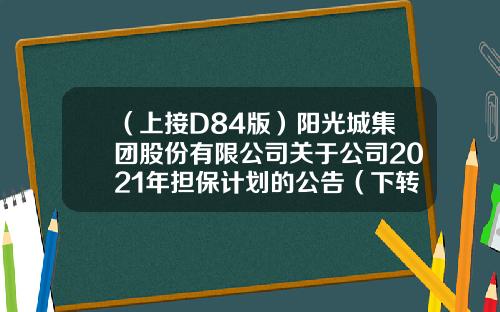 （上接D84版）阳光城集团股份有限公司关于公司2021年担保计划的公告（下转D86版）-漳州市欣泰房地产开发有限公司