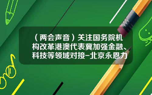 （两会声音）关注国务院机构改革港澳代表冀加强金融、科技等领域对接-北京永恩力合会计师事务所有限公司