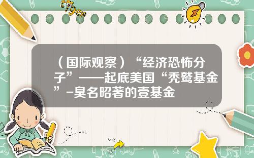 （国际观察）“经济恐怖分子”——起底美国“秃鹫基金”-臭名昭著的壹基金
