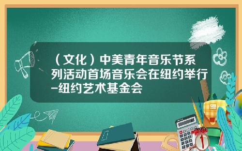 （文化）中美青年音乐节系列活动首场音乐会在纽约举行-纽约艺术基金会