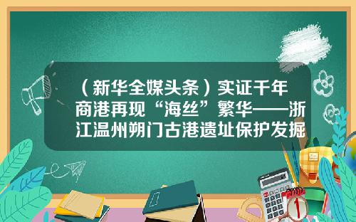 （新华全媒头条）实证千年商港再现“海丝”繁华——浙江温州朔门古港遗址保护发掘纪事-温州映视进出口有限公司