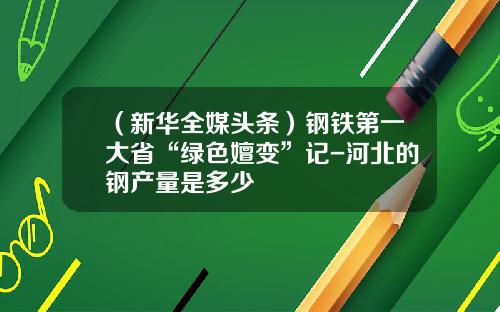 （新华全媒头条）钢铁第一大省“绿色嬗变”记-河北的钢产量是多少