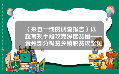 （来自一线的调查报告）以超常规手段攻克深度贫困——贵州部分极贫乡镇脱贫攻坚见闻-极贫子基金