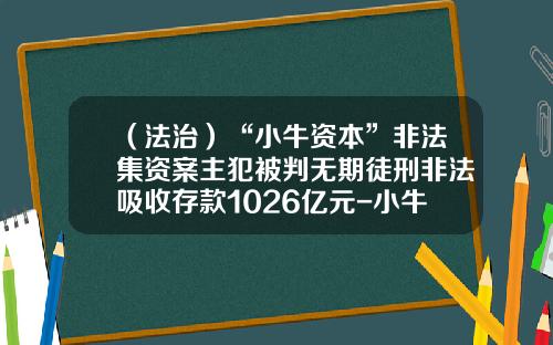 （法治）“小牛资本”非法集资案主犯被判无期徒刑非法吸收存款1026亿元-小牛基金公司