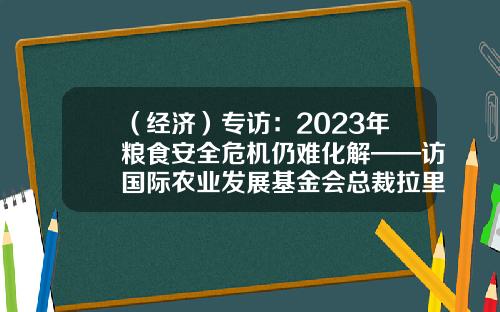 （经济）专访：2023年粮食安全危机仍难化解——访国际农业发展基金会总裁拉里奥-农业基金会