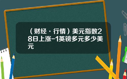 （财经·行情）美元指数28日上涨-1英镑多元多少美元