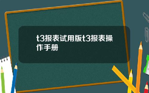 t3报表试用版t3报表操作手册