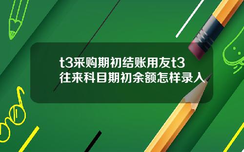 t3采购期初结账用友t3往来科目期初余额怎样录入