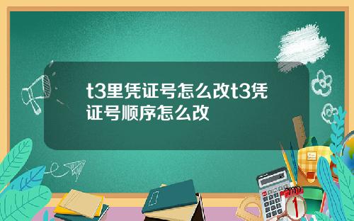 t3里凭证号怎么改t3凭证号顺序怎么改