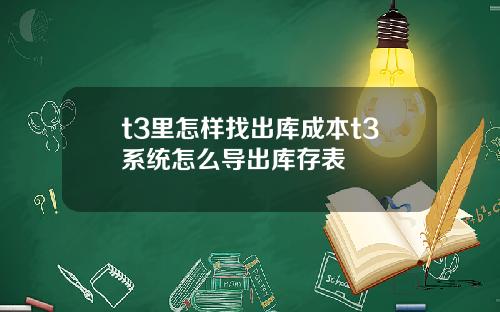 t3里怎样找出库成本t3系统怎么导出库存表