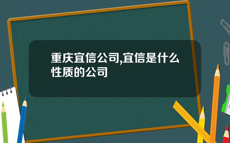 重庆宜信公司,宜信是什么性质的公司
