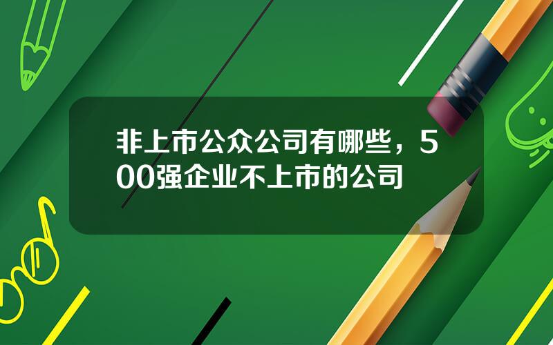 非上市公众公司有哪些，500强企业不上市的公司