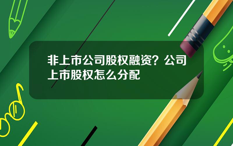 非上市公司股权融资？公司上市股权怎么分配