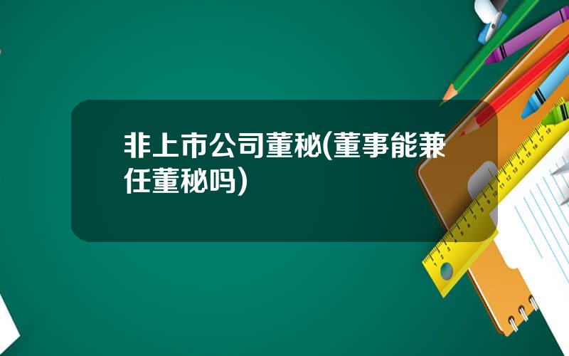 非上市公司董秘(董事能兼任董秘吗)