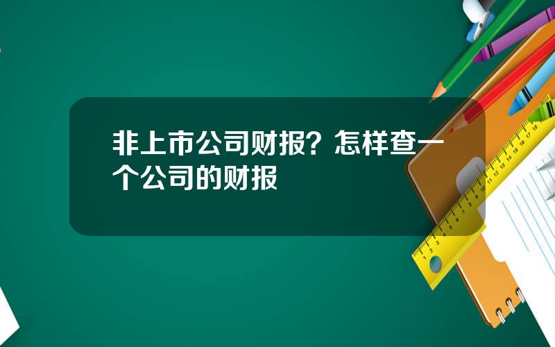非上市公司财报？怎样查一个公司的财报