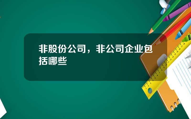 非股份公司，非公司企业包括哪些