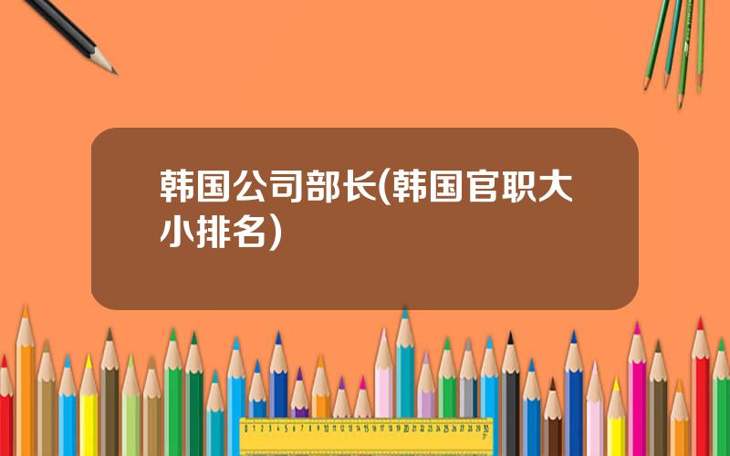 韩国公司部长(韩国官职大小排名)