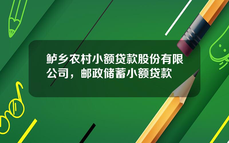 鲈乡农村小额贷款股份有限公司，邮政储蓄小额贷款