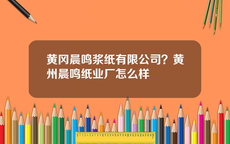 黄冈晨鸣浆纸有限公司？黄州晨鸣纸业厂怎么样