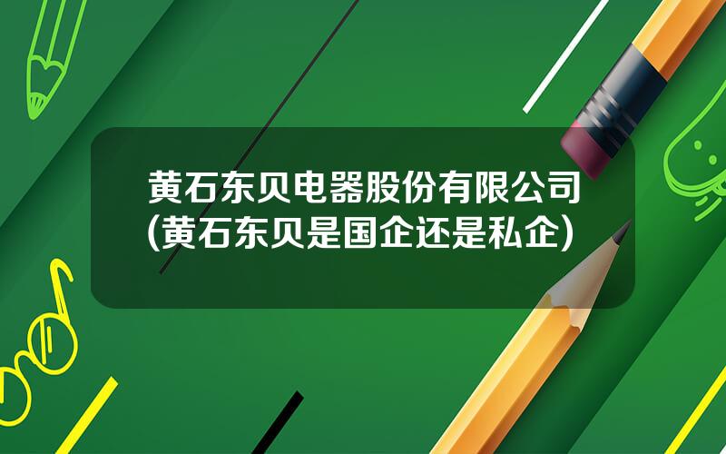 黄石东贝电器股份有限公司(黄石东贝是国企还是私企)
