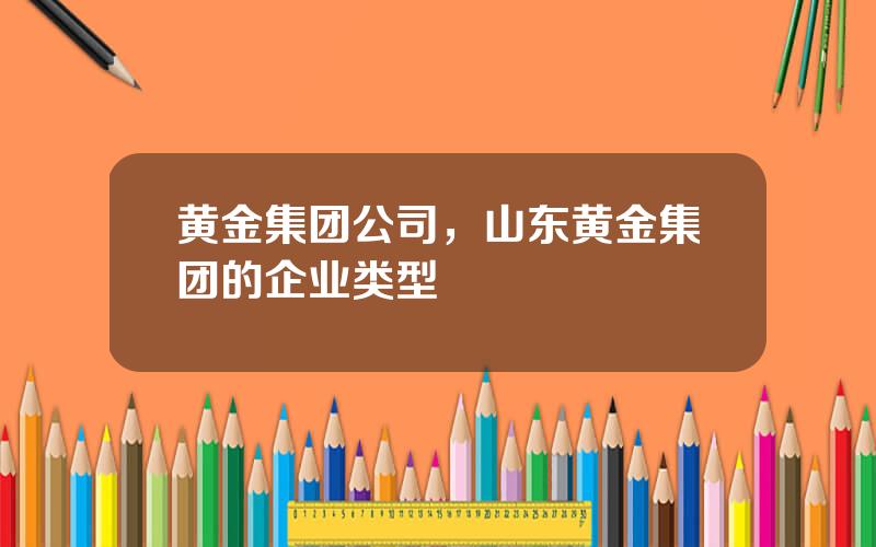 黄金集团公司，山东黄金集团的企业类型