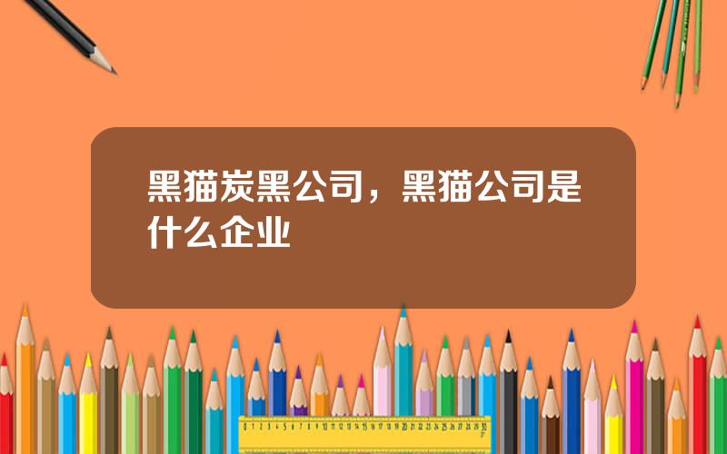 黑猫炭黑公司，黑猫公司是什么企业