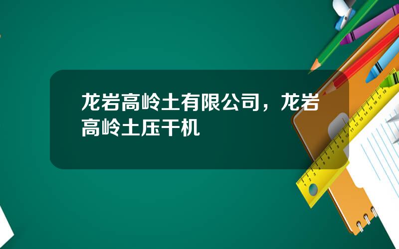 龙岩高岭土有限公司，龙岩高岭土压干机
