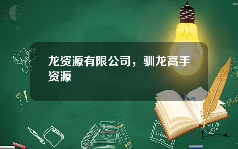 龙资源有限公司，驯龙高手资源